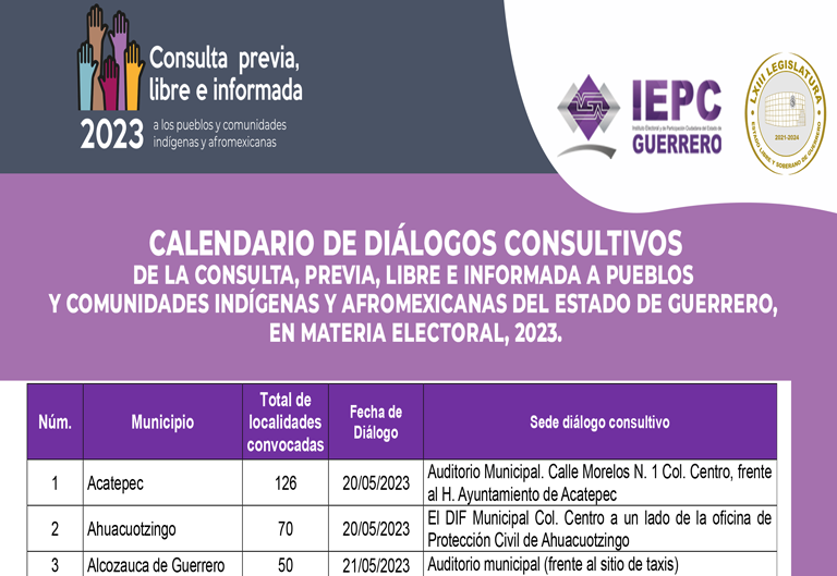 Calendario de los Diálogos Consultivos